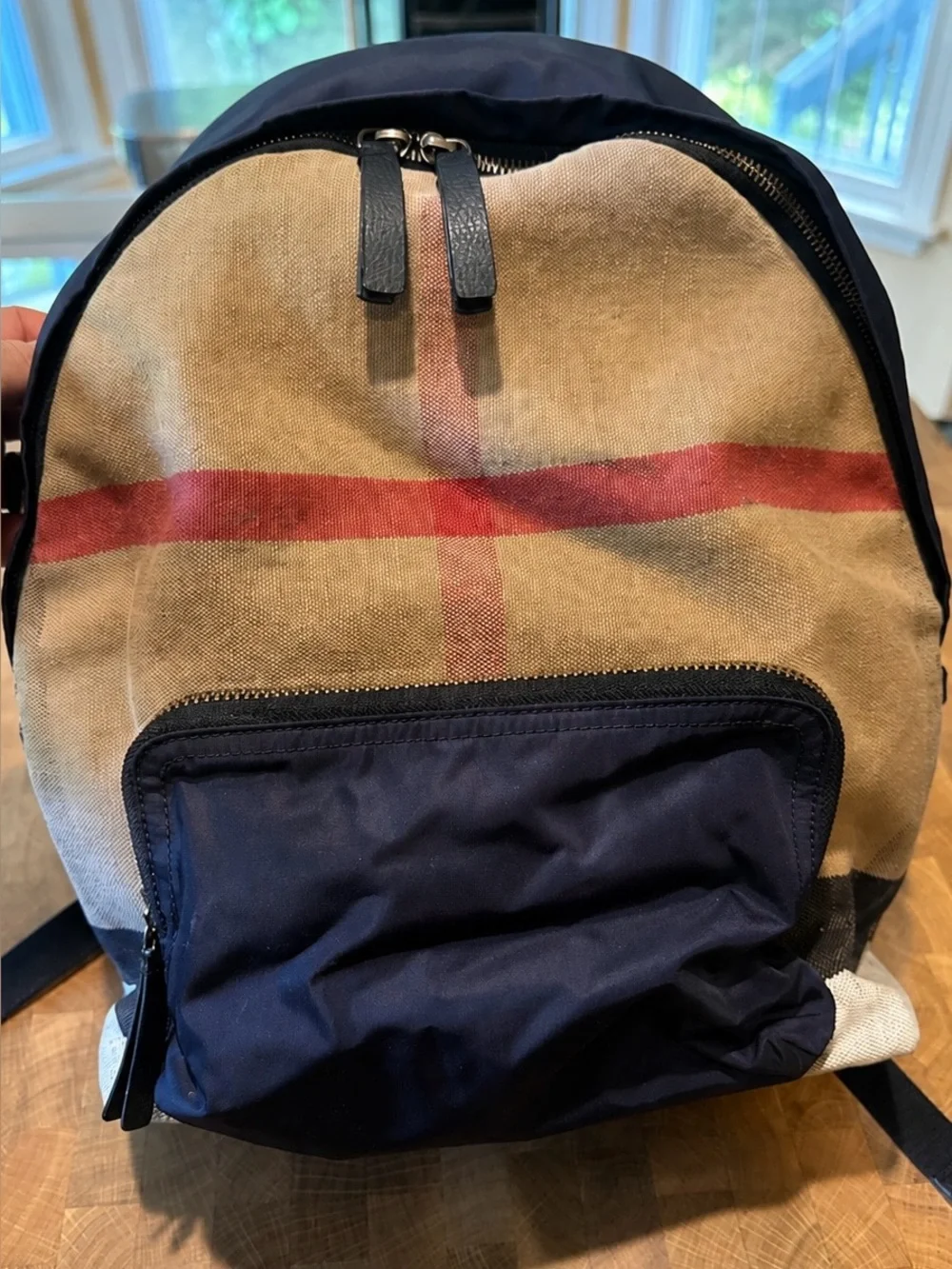 BURBERRY Check Canvas & Nylon Backpack | Laptop Sleeve